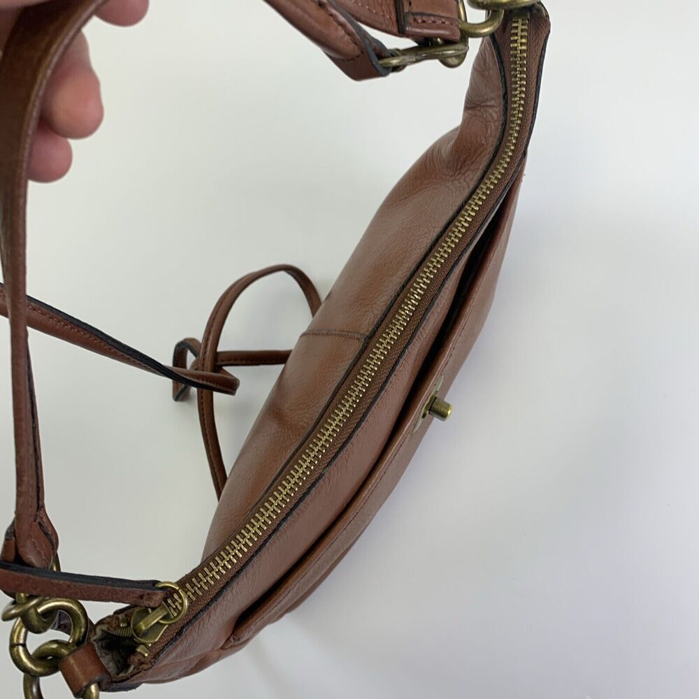 Margot Brown Leather Crossbody Top Handle Shoulder Purse Bag Turn Lock Pocket - Picture 7 of 14